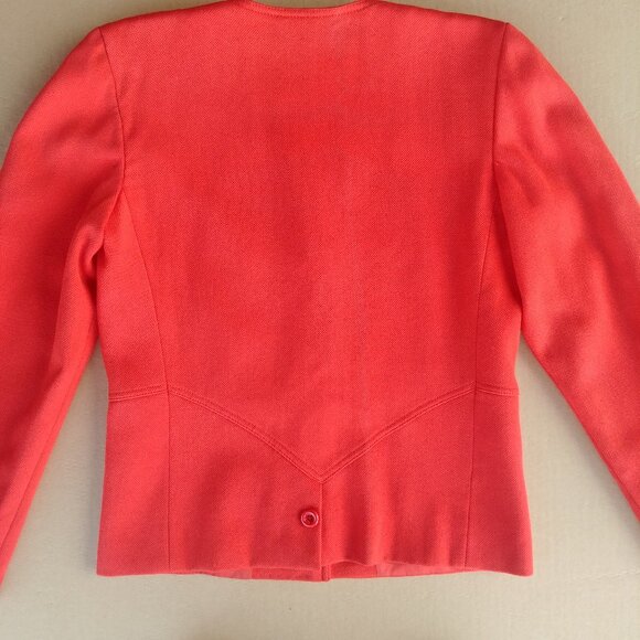 Vintage Valentino Miss V Bright Orangeish Red Wool Blazer Jacket sz 38 I… - Picture 13 of 15